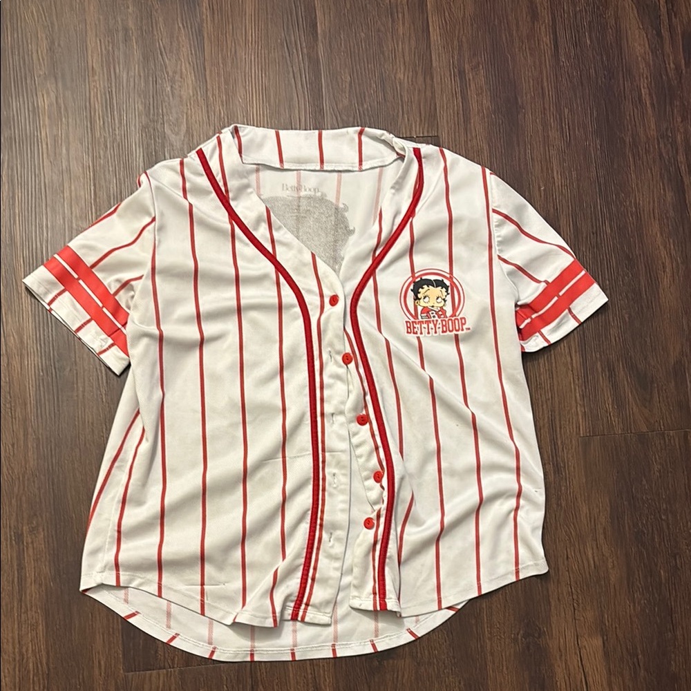 Betty Boop Women Striped Shirt - Red and White
